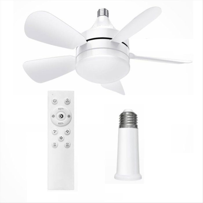 Ventilateurs de Plafond à Douille avec Lumières et Télécommande - Lampe de Ventilateur à Douille avec Ampoule LED à Intensité