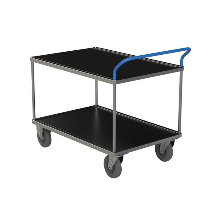 Desserte datelier ergonomique 2 plateaux tôlés en acier
