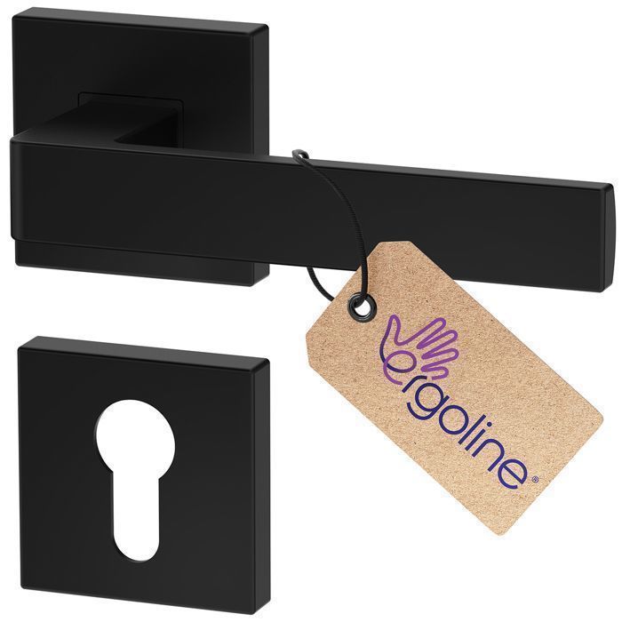 Garniture De Porte à Béquille 90 – Poignée De Panneau Pour Cylindre, Noir, Acier KeyMet