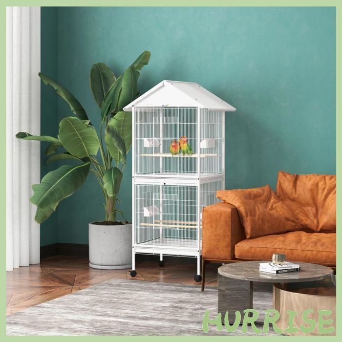 Comparer les prix de Cocosity Volière Cage À Oiseaux Sur Roulettes Design Maison Mangeoires Perchoirs Portes Plateaux Excréments Amovibles Métal