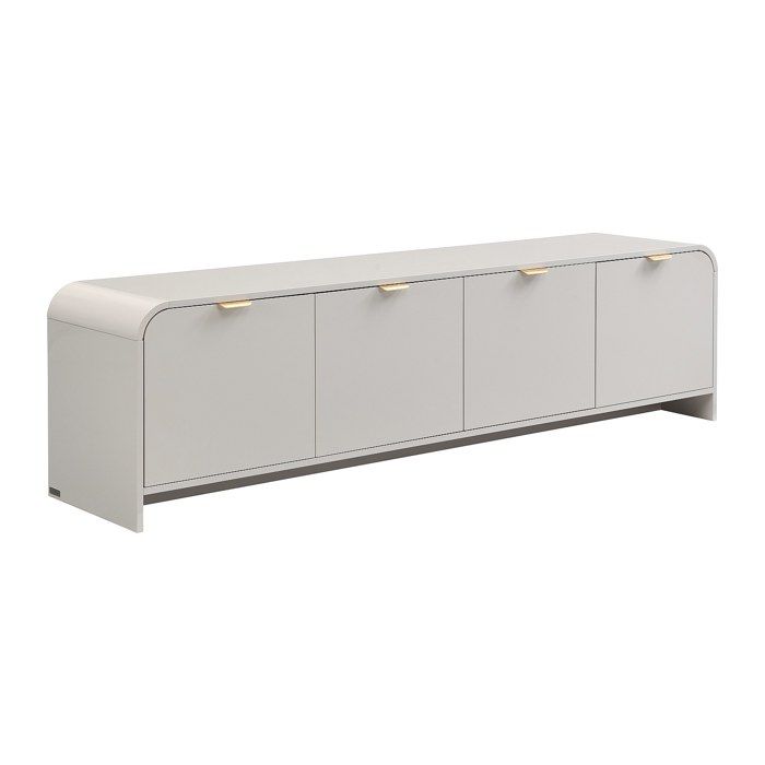 Meuble TV avec 4 portes - Beige et doré - ORALINO