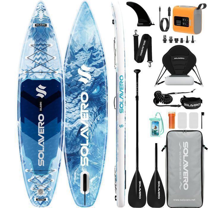 EcoFurnix Paddle Gonflable 380x83cm – Stand Up Paddle avec Gonfleur