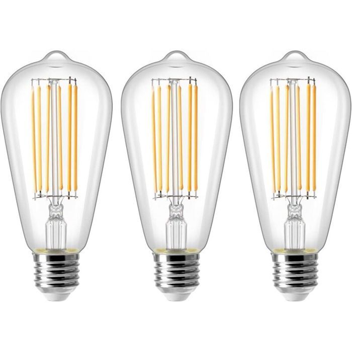 8W E27 ST64 Ampoule LED Ampoule à Filament Vintage Edison Equivalent à 80W Blanc Chaud 2700K 800LM Rétro Décorative Lampe Non