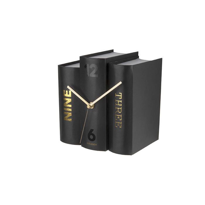 KA5629 Horloge à poser Trompe-loeil Livres Book Noir Carton rigide et métal H20 x 20 x 15 cm KA5629 Horloge à poser Trompe-loeil Livres Book Noir Carton rigide et métal H20 x 20 x 15 cm