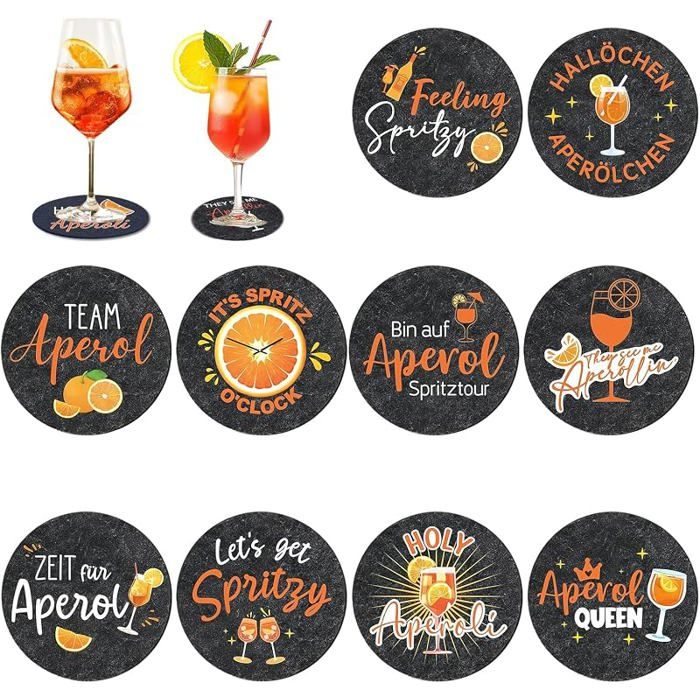 10 Pièces sous Bocks 10 cm Diamètre Dessous de TasseDessous de Verre Ronds avec MotifCadeau Dessous Verre