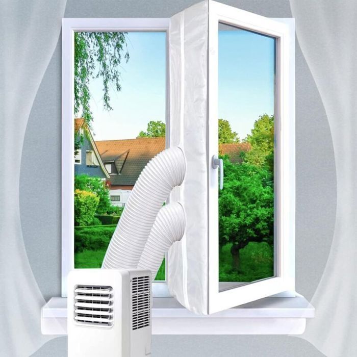 Kit de calfeutrage fenêtre - Imperméable avec fermeture éclair Protection insectes - Climatiseurs mobiles - 400 cm
