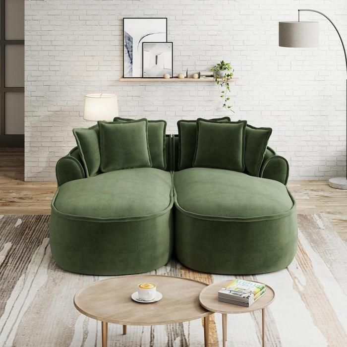 Canapé - KOMHTOM - Canapé nuage - sans cadre - double méridienne extra-large - chenille vert Canapé - KOMHTOM - Canapé nuage - sans cadre - double méridienne extra-large - chenille vert