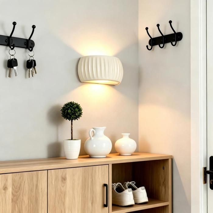 iDEGU Applique Murale Moderne LED 10W Lampe Murale Intérieur Abat-jour en Résine Design Demi - cercle 24*12cm Luminaire Chaud