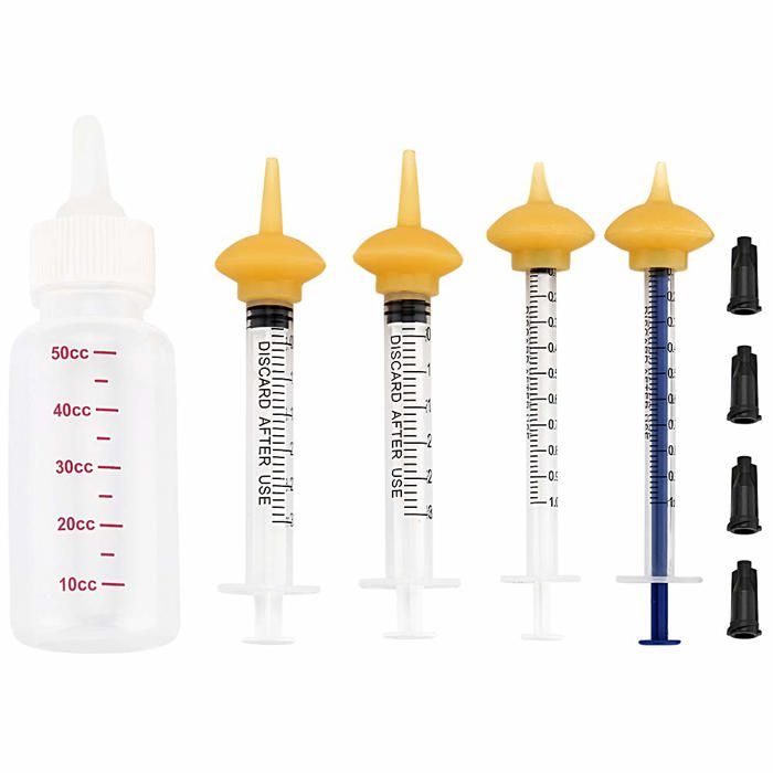 Kit dalimentation pour animaux - SONGHUI - 50 ml - Tétines silicone pré-percées - 4 seringues (1 ml & 3 ml) - Réutilisable