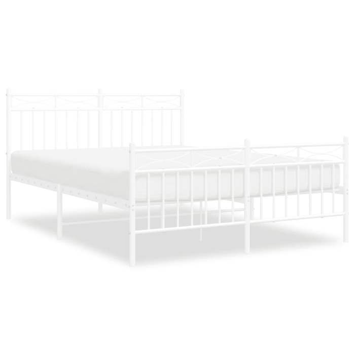 Cadre de Lit Métal sans matelas et Pied de Lit 2 places Blanc 140x190 cm en acier avec sommier à lattes inclus EU931954