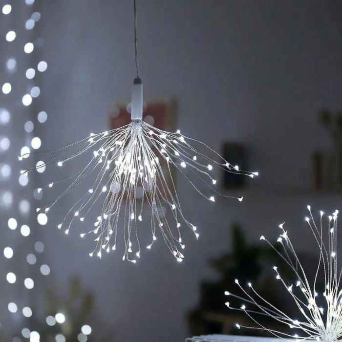 Lumières de feu dartifice 90 LED Starburst à piles avec télécommande 8 modes lumières de Noël étanches pour extérieur lampes s