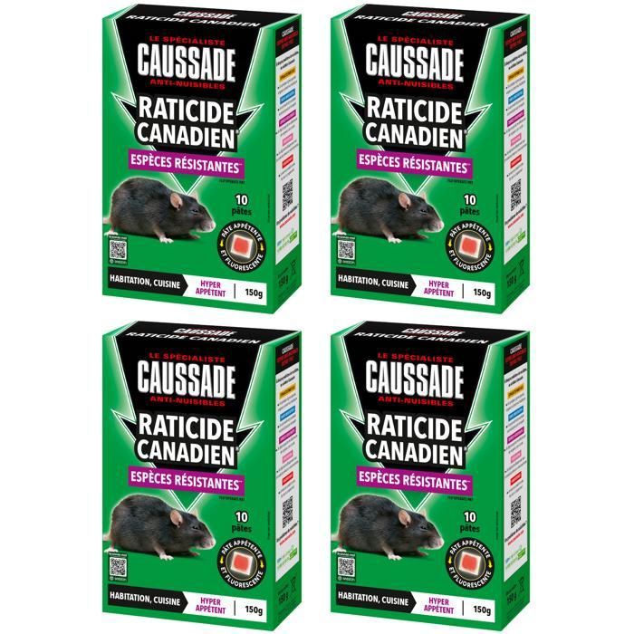 CAUSSADE Anti Rats - 600g - Efficacité Radicale - Spécial Rats Résistants - 40 Pâtes Fluorescentes - Lieux Secs et Humides