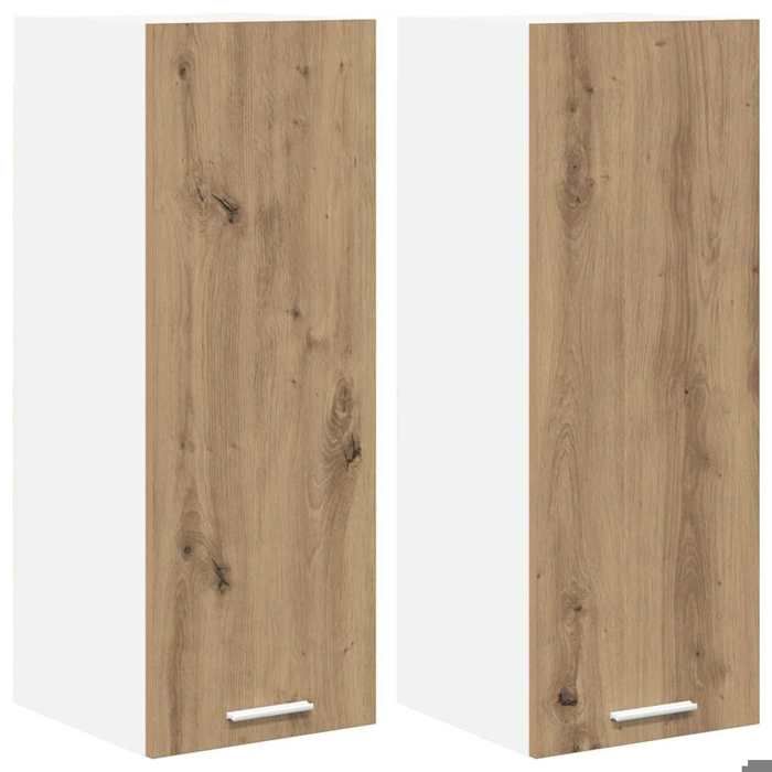 Marron Vitrine suspendue - HUABLBO - 2 pc Chêne Artisan et Blanc Bois dingénierie &2107