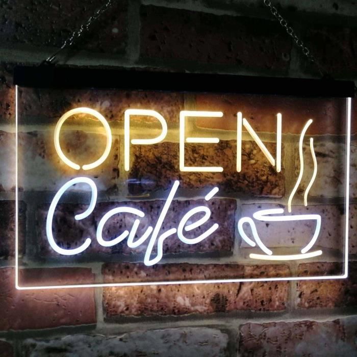 Enseigne lumineuse LED intérieur Café en bois fabrication française