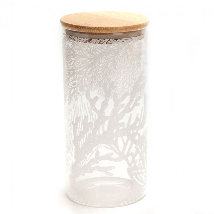 Pot de conserve - AMADEUS - Coralie - Verre borosilicate - Motifs floraux blancs - H. 168 cm Pot de conserve - AMADEUS - Coralie - Verre borosilicate - Motifs floraux blancs - H. 168 cm