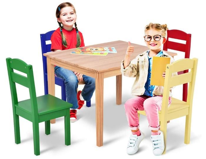 DREAMADE Ensemble de Table et Chaise pour Enfant en Pin Néo