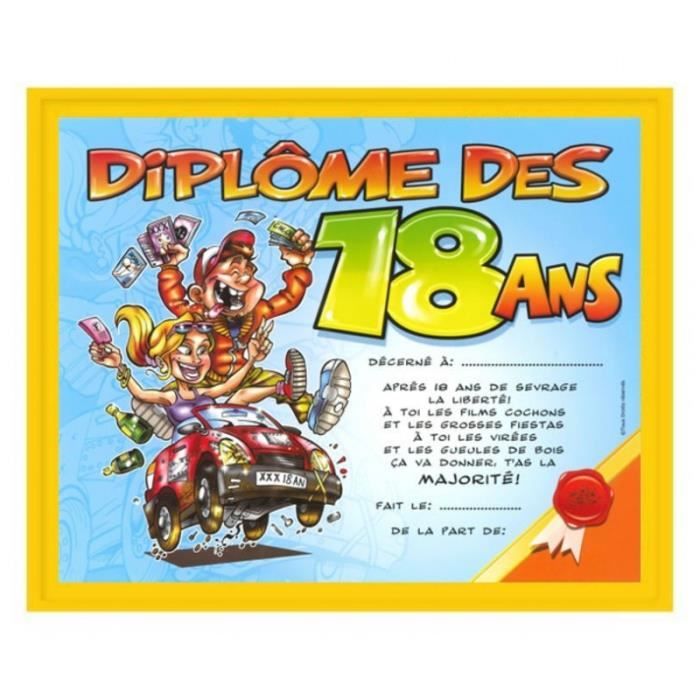 Téléchargement gratuit Images Cadre Diplome Des 18 Ans Achat Vente Diplome Humoristique dernière par
