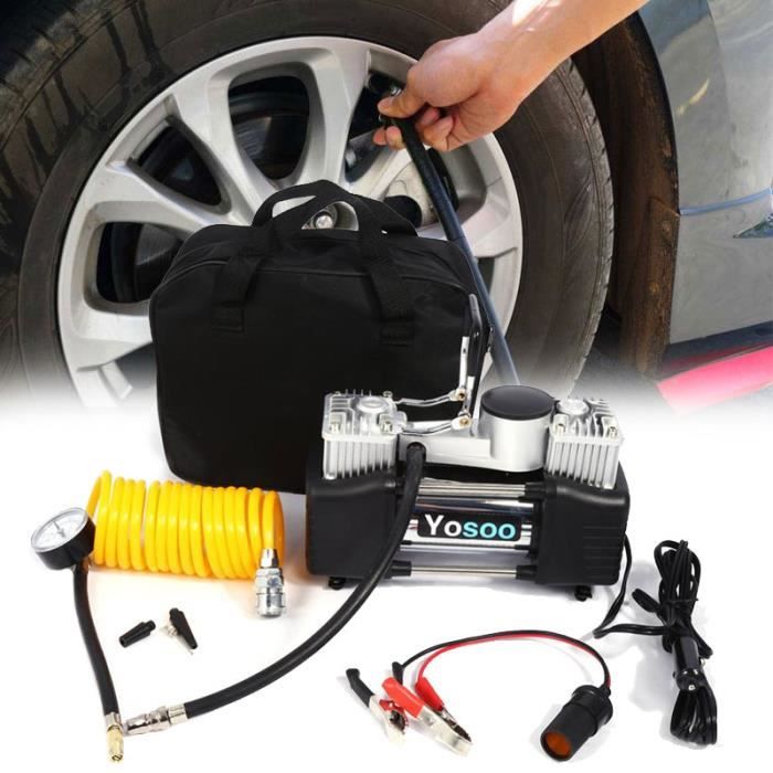 Ballylelly Pompe à Pneu Automatique de compresseur dair de gonfleur de Pneu de Voiture de DC12V 300Psi avec Le manomètre pour la Boule de Moto de Bicyclette de Voiture 