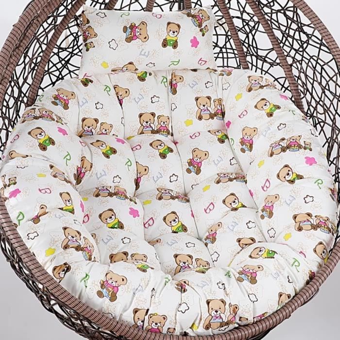 Coussin Fauteuil Suspendu Bielik Motif Feuilles Vertes - Confort Jardin Balançoire Panier Suspendu