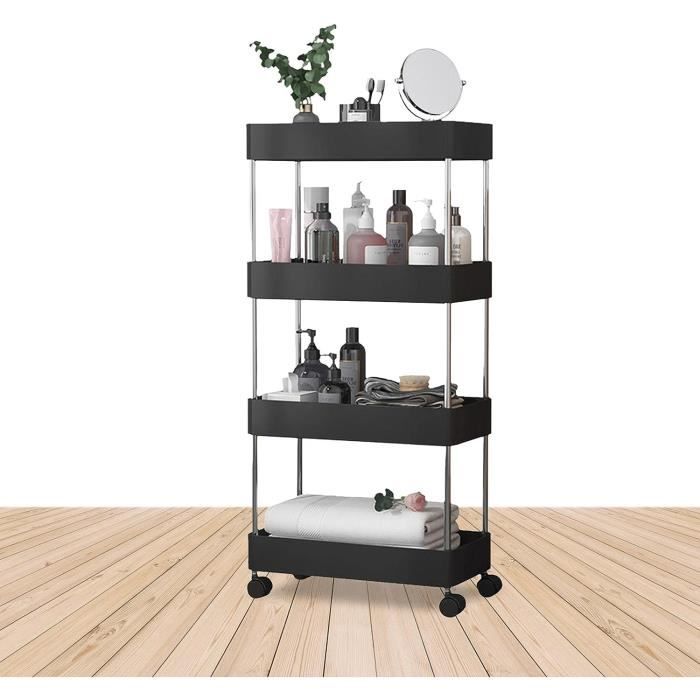 Meuble Rangement Mobile Étagère - Chariot Éroit Avec Roulettes - Blanc 70x20x71.5cm - Pour Salle De Bain Ou Cuisine