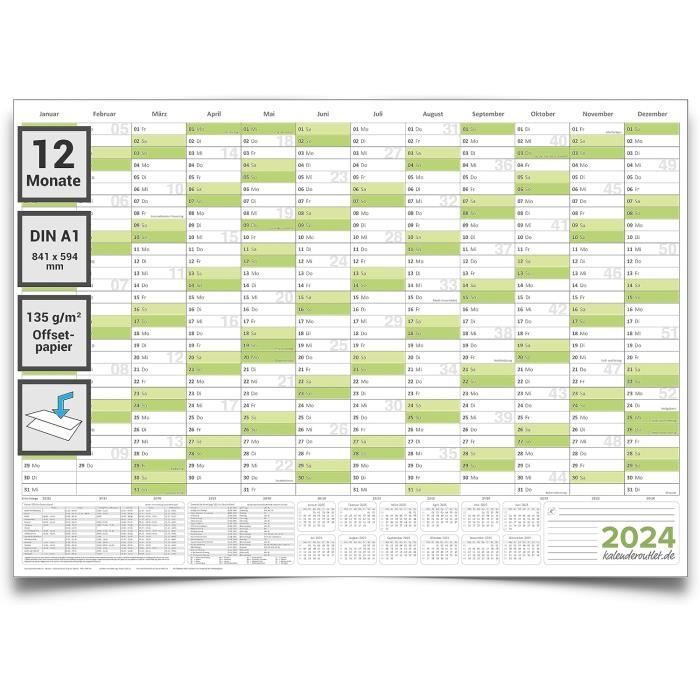 PACKLIST Planificateur annuel 2024 mural Français - Calendrier annuel 2024  Grande affiche DIN A1 84 x 60 cm - Planificateur annuel mural pour  renforcer l'organisation familiale, les études et le : :  Fournitures de bureau