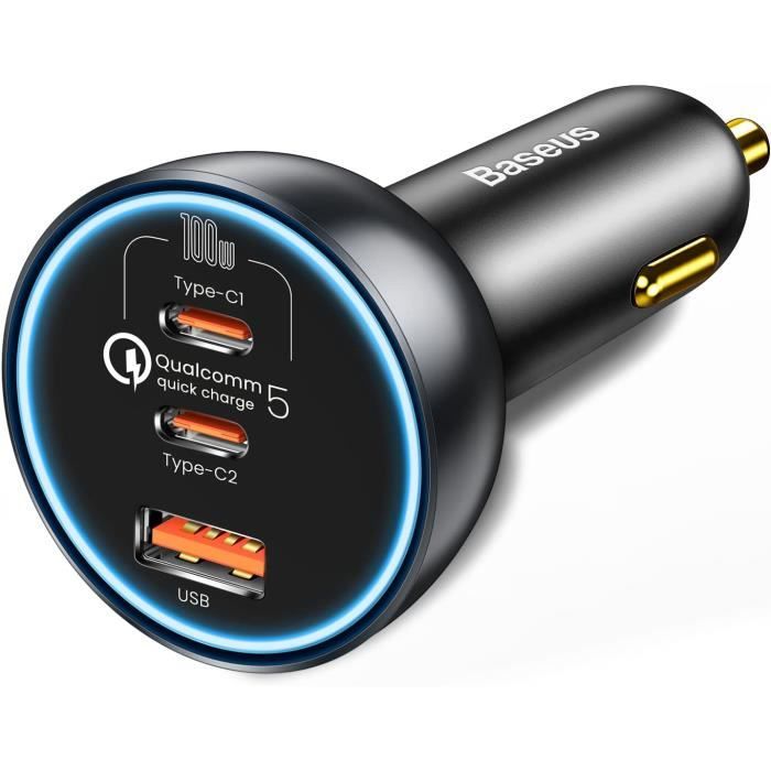 Allume Cigare USB C 160W Charge Rapide, QC5.0 PD3.0 PPS 100W + 30W + 30W  Prise Allume Cigare, 3 Ports de Charge Rapide Simulta[203] - Cdiscount Auto
