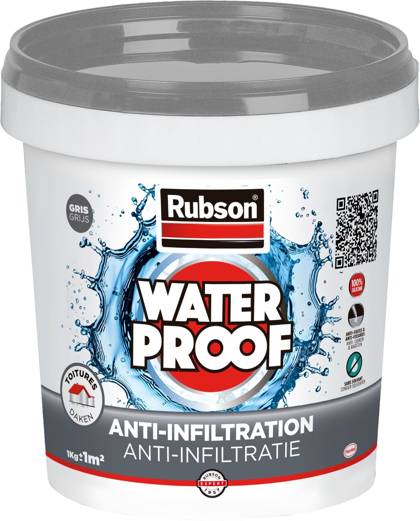 Anti infiltrations RUBSON 1kg Revêtement imperméable 100% Silicone Résiste aux UV