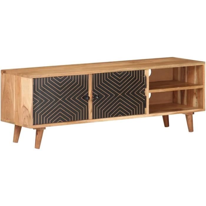 vidaXL Meuble TV Armoire Basse Centre de Divertissement Meuble de Salon Salle de Séjour Maison Intérieur 110x30x45 cm Bois d'Acacia Massif