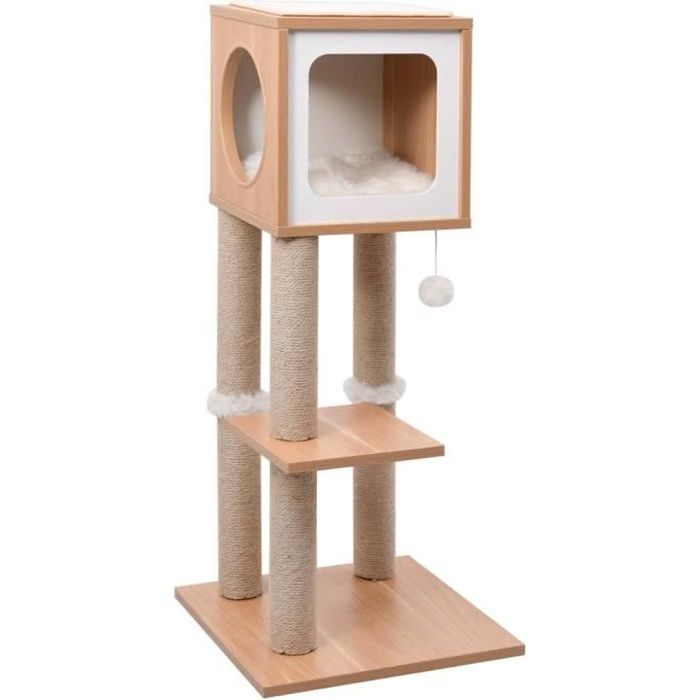 Arbre A Chat Meubles Pour Chats Grande Capacite Niches 40 X 40 X 90 Cm L X I X H Avec Tapis A Gratter En Sisal 90 Cm Cdiscount Animalerie