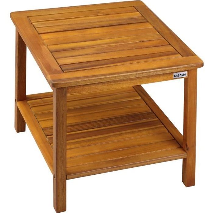 table basse de jardin washington en bois d'acacia 45 x 45 cm table d'appoint 2 niveaux intérieur extérieur