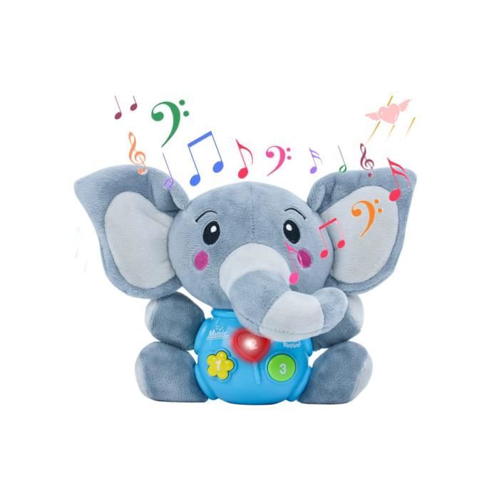 Peluche Elephant Jouet Bebe 6 Mois Jouets d'Éveil Peluche Musical