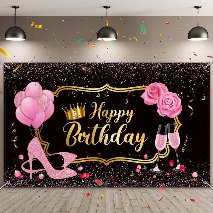 Tissu de Toile de Fond Joyeux Anniversaire pour Femme Fond de Photographie  Anniversaire Or Rose avec Ballons Talons Champagne Rose - Cdiscount  Appareil Photo