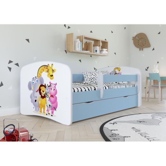 Kocot Kids Lit Babydreams bleu zoo avec un tiroir matelas 140/70 - 5903271989331 Kocot Kids Lit Babydreams bleu zoo avec un tiroir matelas 140/70 - 5903271989331
