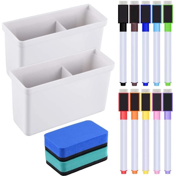 2 Packs Pot à Crayons Magnétique pour tableau blanc avec Porte