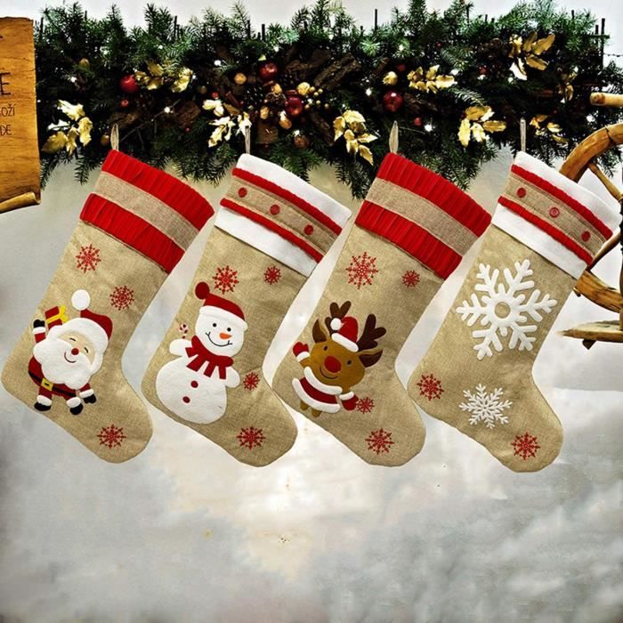 Chaussettes De Noël Personnalisées Avec Nom - 46 Cm, Grandes, En Laine, Décoration Familiale