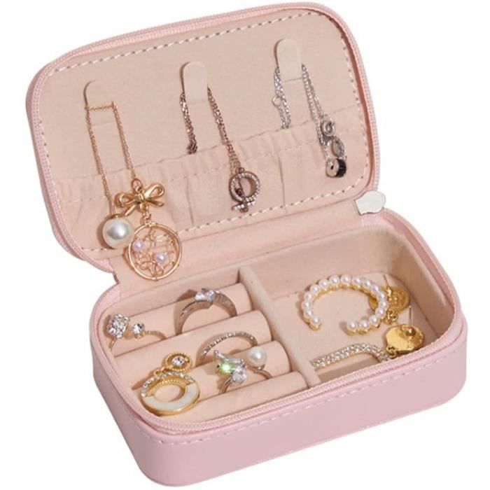 Petite Boîte à Bijoux de Voyage pour Femmes Blanc Mini Boite Bijoux Voyage Organisateur pour Anneaux Boucles d/'oreilles Collier Cadeau pour Filles Femmes PU Petit Boite Bijoux Portable