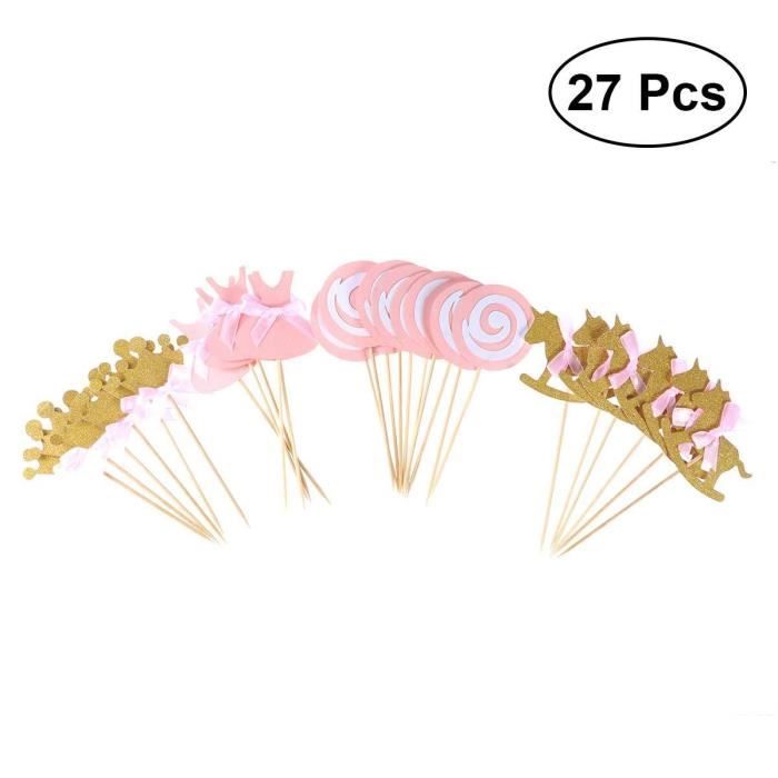Bestonzon 27pcs Rose Princesse Theme Cupcake Toppers Fete D Anniversaire Cake Picks Fournitures De Decoration Pour La Fete Cdiscount Maison