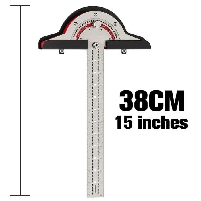 Règle De Bord Et Rapporteur D'angle Ajustable 0-70° - Acier Inoxydable, Gravure Laser - 25.4 Cm, Pour Menuiserie, Dessin