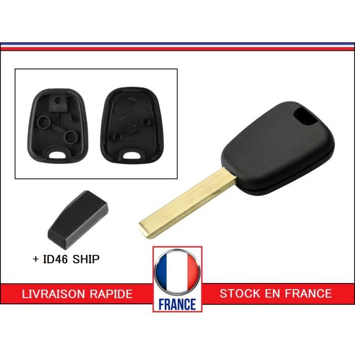 clé Peugeot simple + CHIP ID46 pour 207 307 308 407 3008 5008 Partner Expert Berlingo