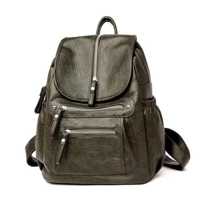 Sac Fourre-tout Vintage MORABITO Cuir Vert - Occasion - Bandoulière - Taille Moyenne