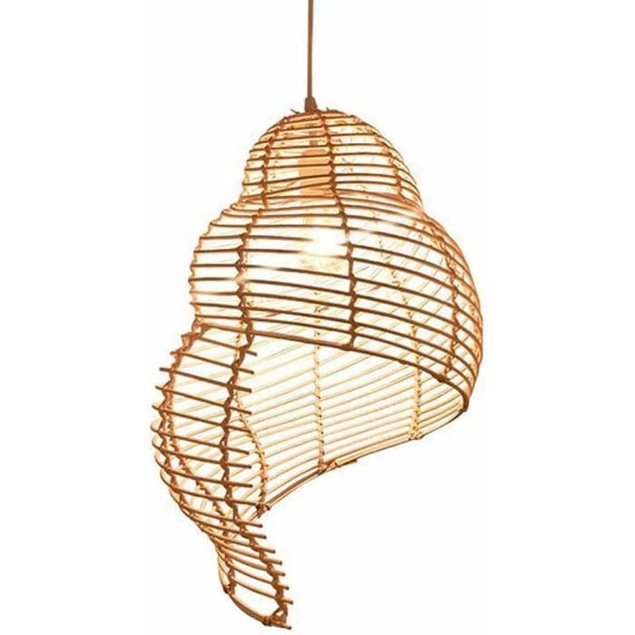 Abat-jour Rotin Tissé Style Rustique Pour Suspension Plafond - Diamètre 30 Cm, E27 - Déco Salon, Chambre, Restaurant
