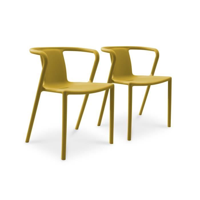 fauteuil de jardin empilable en polypropylène moutarde - city garden - diego-ft - léger et fonctionnel