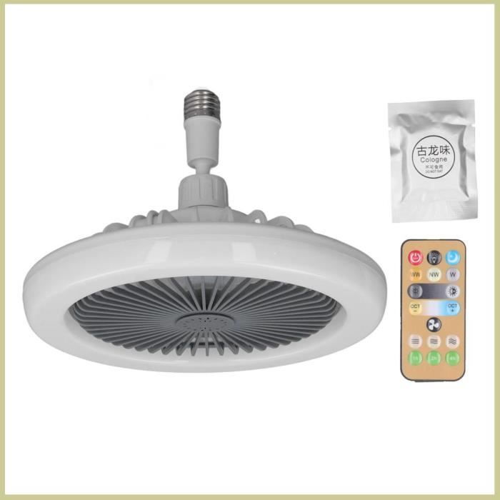 Petit ventilateur de plafond 6 500 K support de lampe E27 avec télécommande 85-265 V avec lumière vitesse réglable.