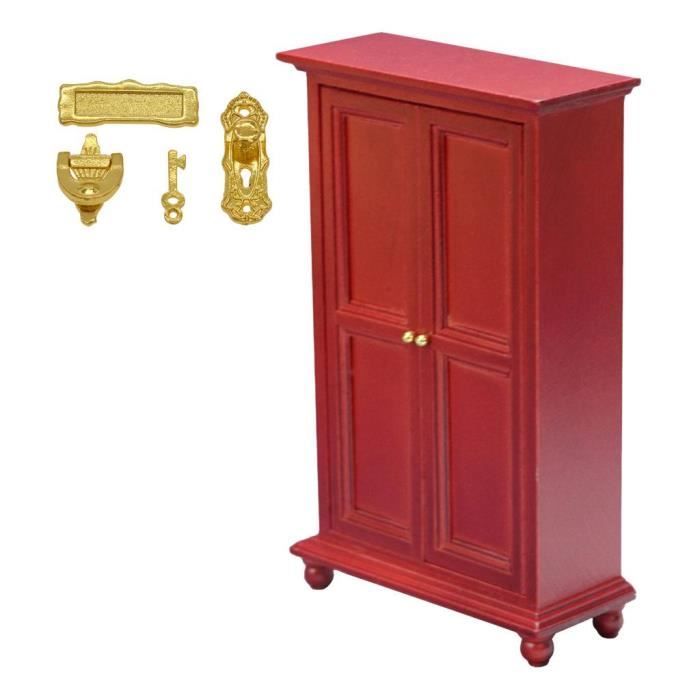 112 Dollhouse Armoire en bois avec serrures en métal Meubles de salon