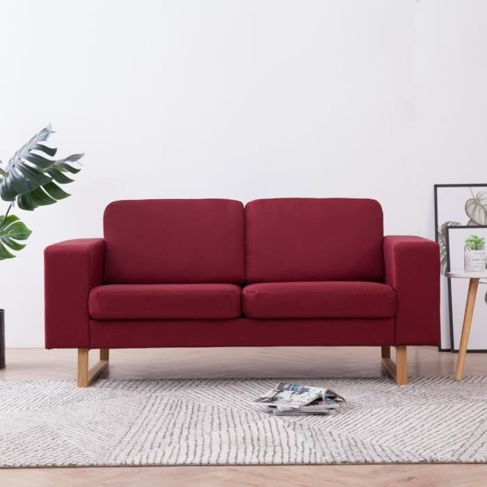 Canapé à 2 places Tissu Rouge bordeaux HB281393 -VQU