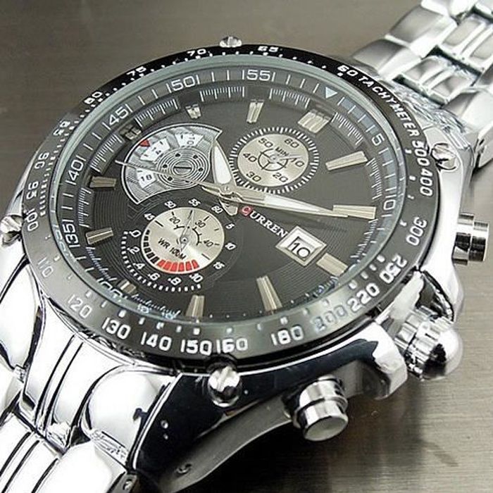 marque célèbre curren montre quartz montres pour homme bande d'acier pleine atuo affichage de la date hommes 's affaires wristwatche