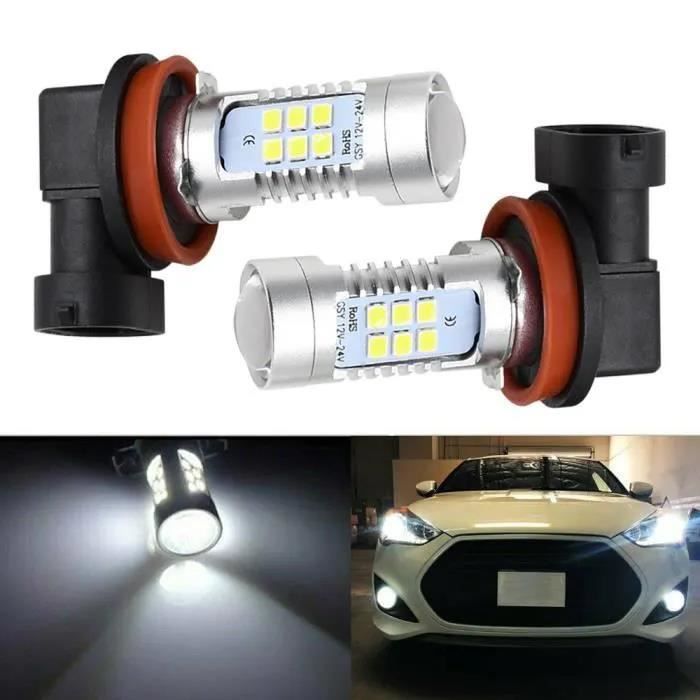 Ampoules Led H8 H11,Super Bright 6000k,2 Pcs H11 H8 12v-24v 80w Voiture Haute Puissance Brouillard Led Ampoules De Jour Ampoule