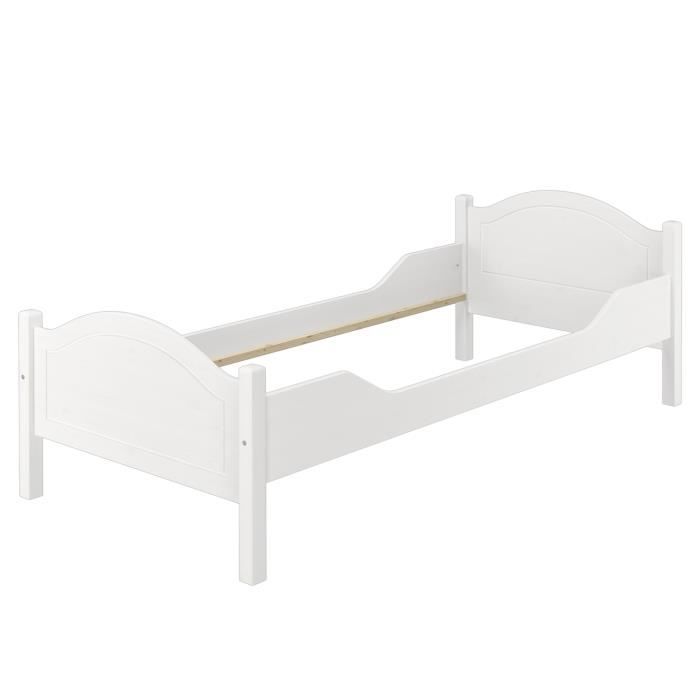 lit simple en bois massif peint en blanc 100x200 - erst-holz