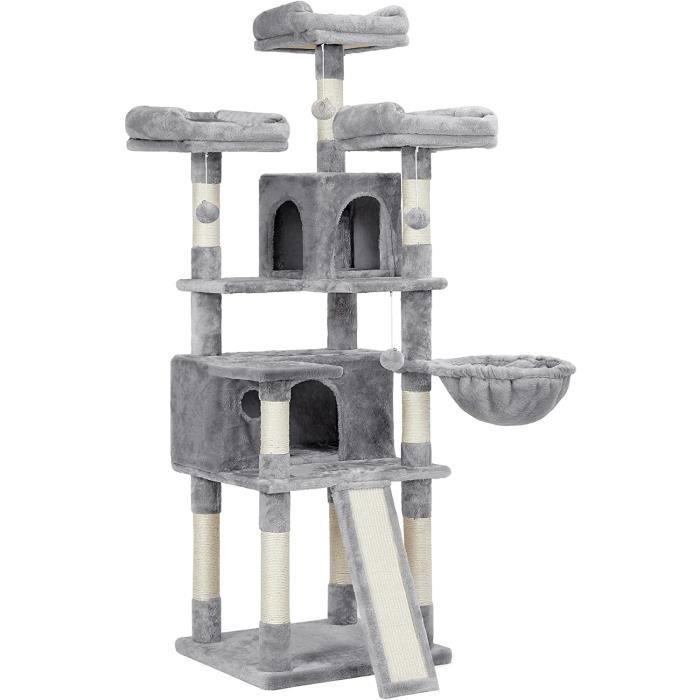 FEANDREA Arbre à Chat XXL Tour de Jeux 168 cm Gris Clair
