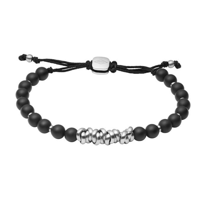 Bracelet homme - FOSSIL - Bracelet Fossil perles en agate noire - Couleur  de la matière:Blanc , - Achat/vente montre - Cdiscount